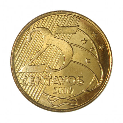 Moeda V-529 25 Centavos 2009 SOB/FC Aço R BronzeØ25mm 7,5gr.