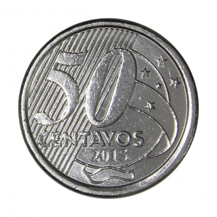 Moeda V-560 50 Centavos 2015 MBC+ Aço Inoxidável Ø23mm 7,8gr.