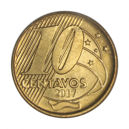 Moeda V-510 10 Centavos 2017 SOB Aço Revestido de Bronze Ø20mm 4,8gr.