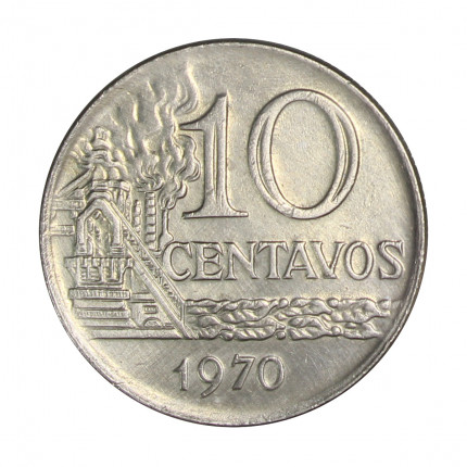 Moeda V-297 10 Centavos 1970 MBC/SOB Cupro Níquel Ø23mm 4,78gr.