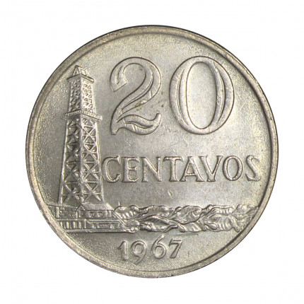 Moeda V-304 20 Centavos 1967 SOB Cupro Níquel Ø25mm 7,86gr.