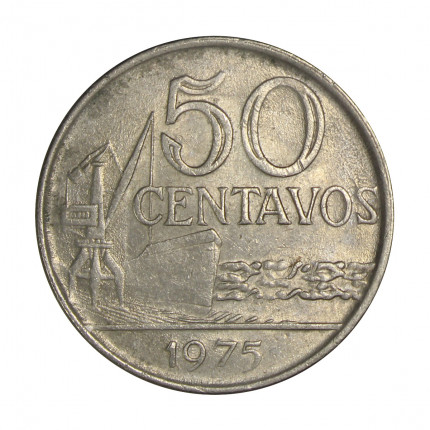 Moeda V-313 50 Centavos 1975 MBC+ Cupro Níquel Ø27mm 7,7gr.