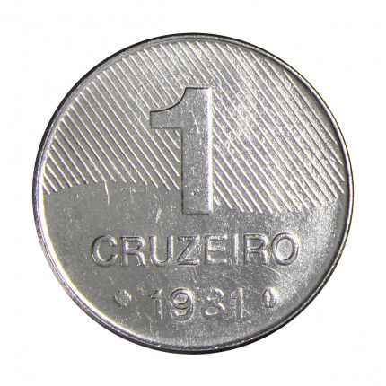 Moeda V-344 1 Cruzeiro 1981 SOB/FC Cana de Açúcar Aço Inoxidável Ø20mm 3,23gr.