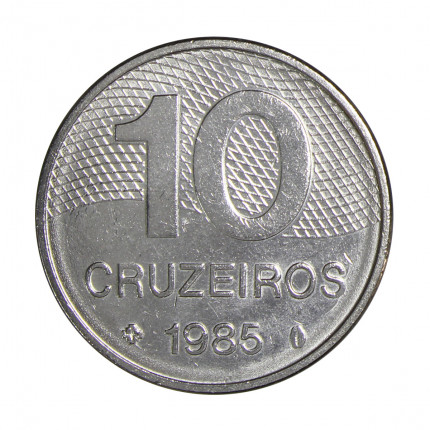 Moeda V-360 10 Cruzeiros 1985 SOB/FC Integração Nacional Aço Inoxidável Ø24mm 4,78gr.