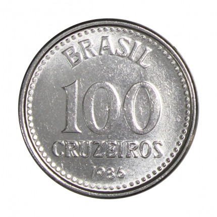 Moeda V-375 100 Cruzeiros 1986 SOB/FC Aço Inoxidável Ø17mm 2gr.