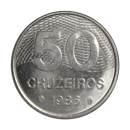 Moeda V-373 50 Cruzeiros 1986 FC Plano Piloto de Brasília Aço Inoxidável Ø28mm 6,49gr.