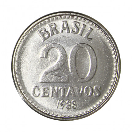 Moeda V-391 20 Centavos 1988 FC Aço Inoxidável Ø19mm 2,5gr.