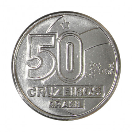 Moeda V-420 50 Cruzeiros 1990 FC Data Difícil Aço Inoxidável Ø23,5mm 4,78gr.*