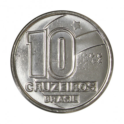 Moeda V-419 10 Cruzeiros 1992 FC Seringueiro Aço Inoxidável Ø22,5mm 3,74gr.