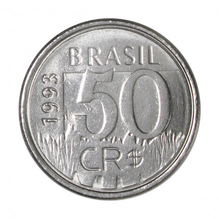 Moeda V-434 50 Cruzeiros Reais 1993 SOB/FC Onça Aço Inoxidável Ø23mm 3,9gr. *