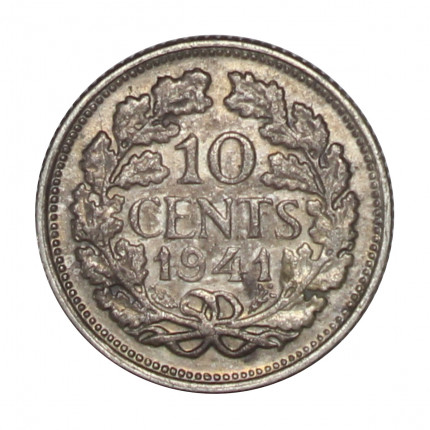 Km#163 10 Cents 1941 Holanda Europa