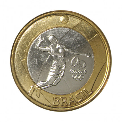 Moeda V-615 1 Real 2015 FC Voleibol Bimetálico Ø27mm 7gr.