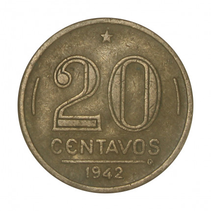 V-184 20 Centavos 1942 Níquel Rosa