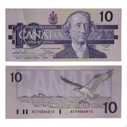 P#96a 10 Dollars 1989 Canadá América