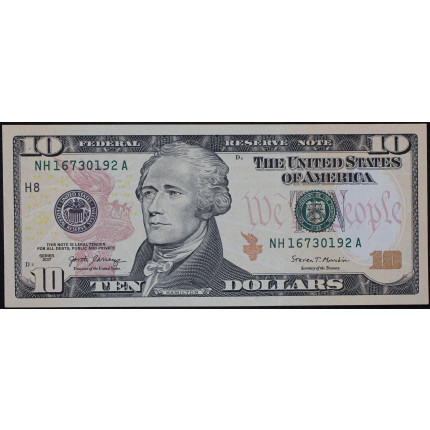 P#547 10 Dollars 2017 H (St Loius) Estados Unidos América Carimbo Verde