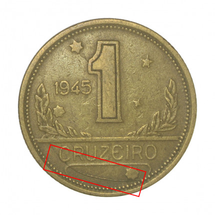 V-227C 1 Cruzeiro 1945 MBC Sem Sigla Cunho Trincado