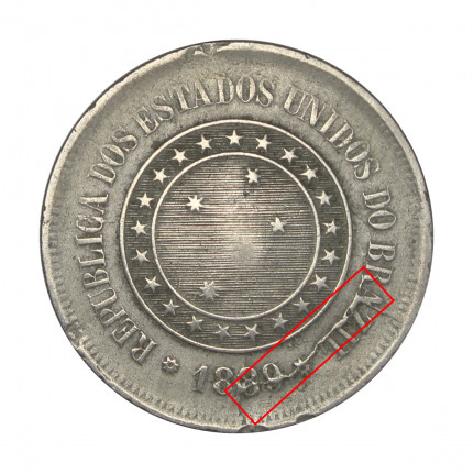V-036 100 Réis 1889 MBC Cunho Trincado