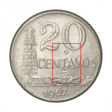 V-304 20 Centavos 1967 SOB Cunho Marcado Anverso