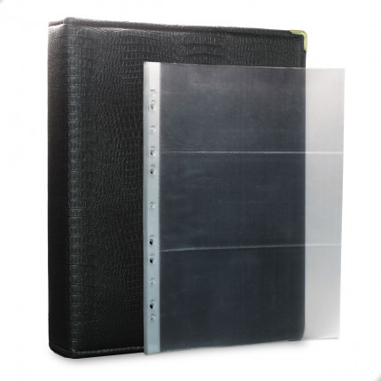 Álbum Fichário 10 Folhas PP para Cédulas 3 Espaços 32x24 Ziper Cobra Fosco GG