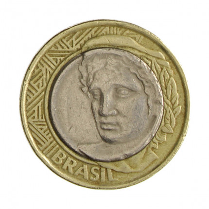 Moeda V-571 1 Real 1998 MBC Contorno em Baixo Relevo na Efígie Bimetálico Ø27mm 7,8gr.