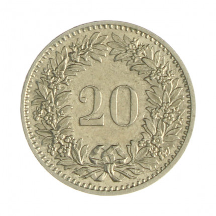 Km#29a 20 Rappens 1974 MBC Suíça Europa Cupro-Níquel 21.05(mm) 4(gr)