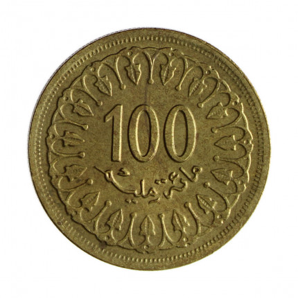 Km#309 100 Milliemes 1960 - (1380) MBC Tunísia África Não magnético Latão 27(mm) 7.5(gr)