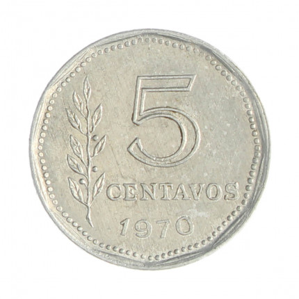 Km#65 5 Centavos 1970 MBC+ Argentina América  Alumínio 16(mm) 0.9(gr)