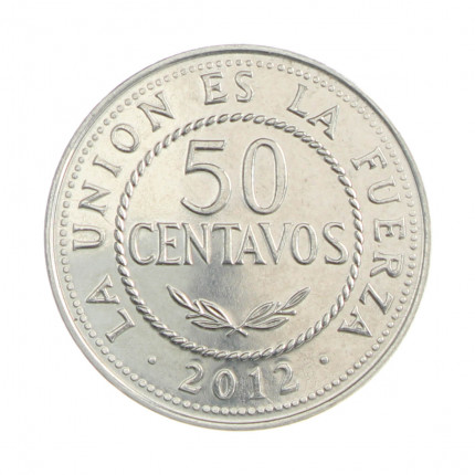 Km#204 50 Centavos 2012 MBC+ Bolívia América Aço Inoxídavel 24(mm) 3.8(gr)