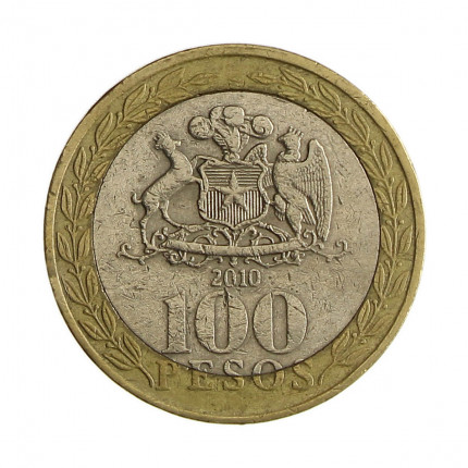 Km#236 100 Pesos 2010 So MBC Chile América Bimetálico 23.5(mm) 7.58(gr)