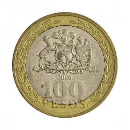 Km#236 100 Pesos  2006 So MBC  Chile  América  Bimetálico  23.5(mm) 7.58(gr)