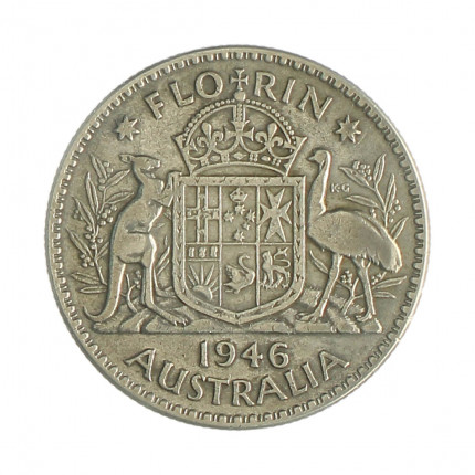 Km#40a 1 Florin 1946 MBC Austrália Oceania Prata 0.5 28.5(mm) 2.3(gr)