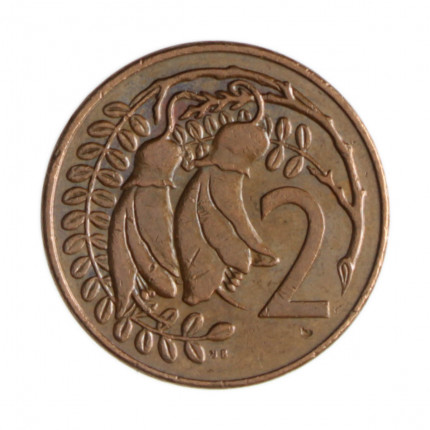 Km#32.1 2 Cents 1980 MBC Nova Zelândia Oceania Bronze 21.1(mm) 4.15(gr)