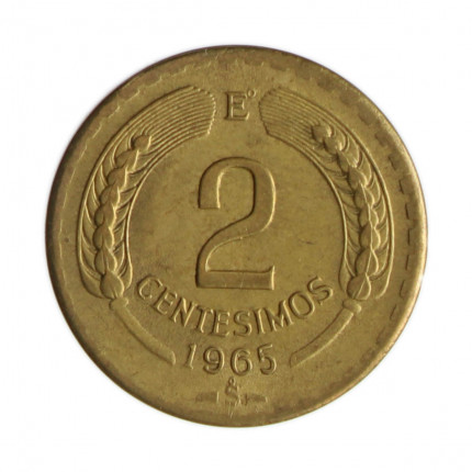 Km#193 2  Centésimos 1965 SO MBC  Chile  América  Bronze alumínio 20(mm) 3(gr)