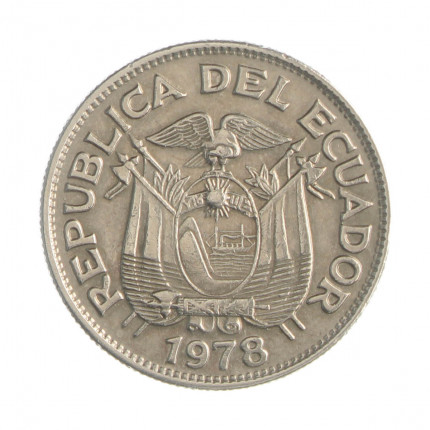 Km#78b 1 Sucre 1978 MBC Equador  América  Aço com revestimento de níquel  26(mm) 6.5(gr)