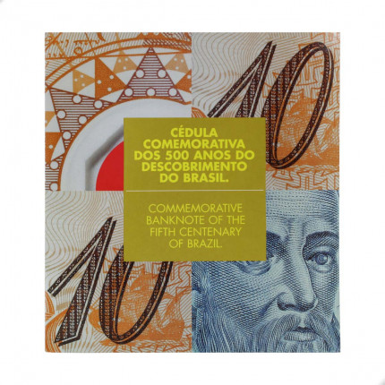 Folder Encarte com Cédula de 10 Reais Comemorativa Descritivo