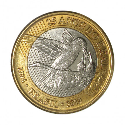 Moeda V-623 1 Real 2019  SOB  Beija Flor Bimetálico  Ø27mm 7gr.