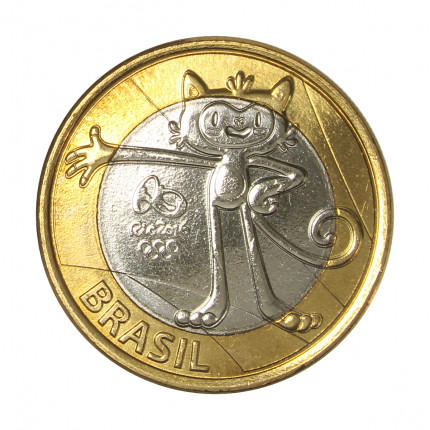 Moeda V-620 1 Real 2016 FC Mascote Olímpico Vinícius Bimetálico Ø27mm 7gr.