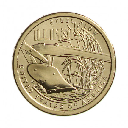 Moeda Km#796 1 Dollar 2024 P FC USA Inovação Illinois Cobre Revestido de Latão Manganês Ø26,49mm 8,1g