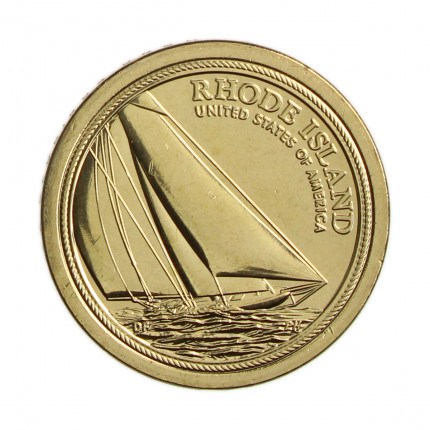 Moeda Km#768 1 Dollar 2022 D FC USA Inovação Rhode Island Cobre Revestido de Latão Manganês Ø26,49mm