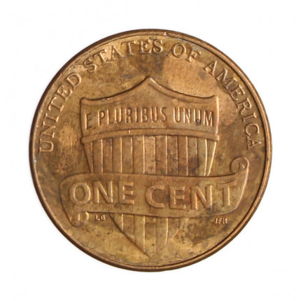 Moeda Km#468 1 Cent 2012 D MBC Estados Unidos América  Lincoln Cent Escudo Zinco com Revestimento de Cobre  Ø19,05mm 2,5