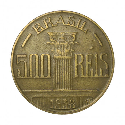 Moeda V-155 500 Réis 1938 MBC+ Feijó Bronze Alumínio Ø22,5mm 5gr.