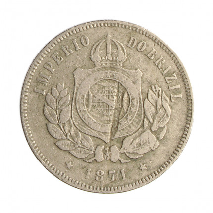 Moeda V-016 200 Réis 1871 BC  Cupro Níquel Ø32mm 15gr.