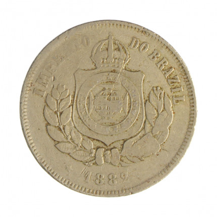 Moeda V-023 200 Réis 1882 MBC C/ Marca de Verniz Cupro Níquel Ø32mm 15gr.