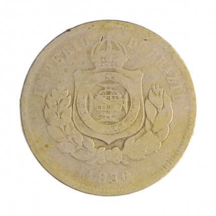 Moeda V-019 200 Réis 1876 BC C/ Marca de Verniz Data Difícil Cupro Níquel Ø32mm 15gr.*