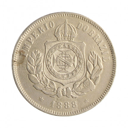Moeda V-034 200 Réis 1888 MBC+ C/ Sinais de Limpeza Cupro Níquel Ø32mm 15gr.