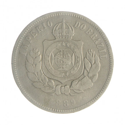 Moeda V-035 200 Réis 1889 BC/MBC Cupro Níquel Ø32mm 15gr.