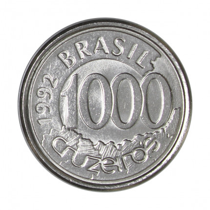 Moeda V-427 1000 Cruzeiros 1992 FC Data Dífícil Aço Inoxidável Ø20mm 2,9gr.