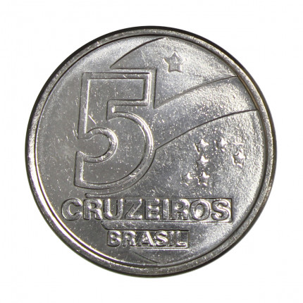 Moeda V-415 5 Cruzeiros 1991 FC Aço Inoxidável Ø21,5mm 3,97gr.