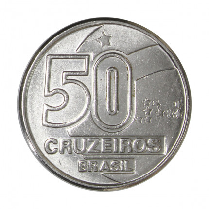 Moeda V-420 50 Cruzeiros 1990 SOB/FC Data Dífícil Aço Inoxidável Ø23,5mm 4,78gr.
