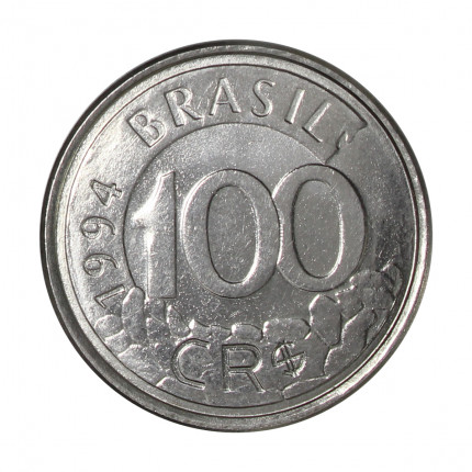 Moeda V-437 100 Cruzeiros Reais 1994 SOB/FC  Aço Inoxidável Ø24mm 4,3gr.